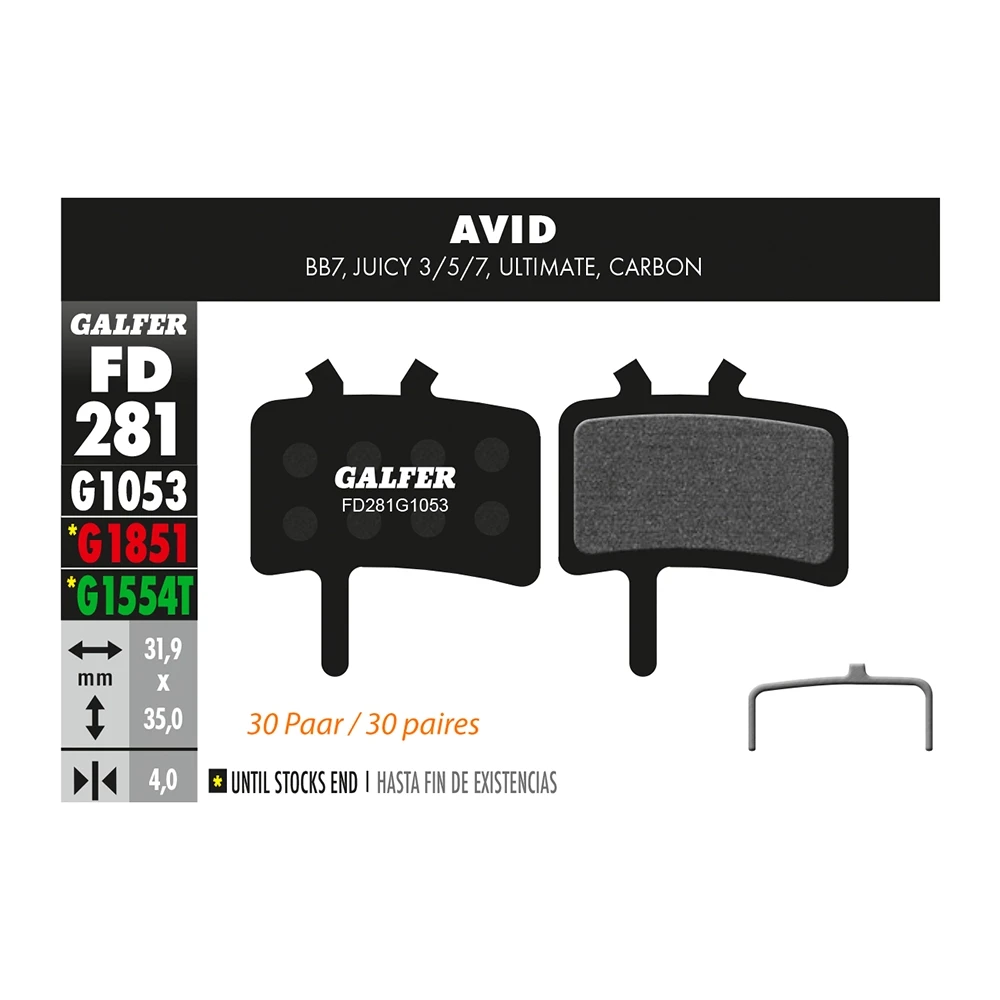 Bremsbeläge Galfer Bike 30 Paar Avid (AVID, PROMAX)