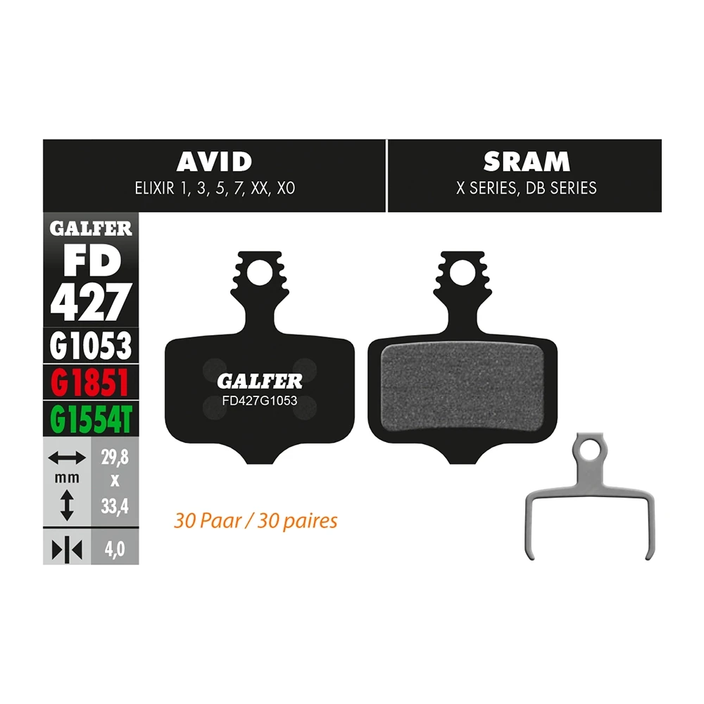 Bremsbeläge Galfer Bike Performance 30 Paar (AVID, SRAM, TRICKSTUFF)